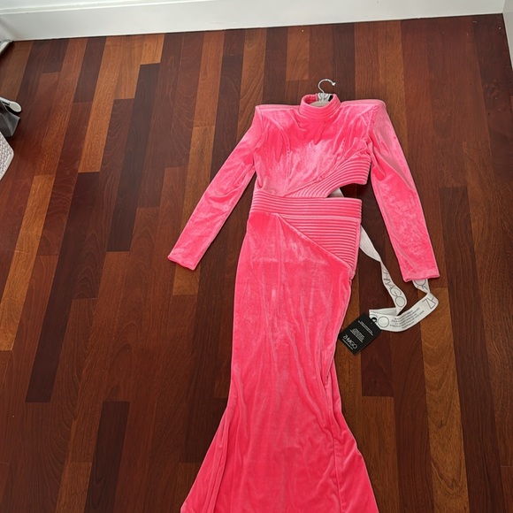 Zhivago Message To Love Gown- Velvet in Neon Pink - Picture 11 of 16